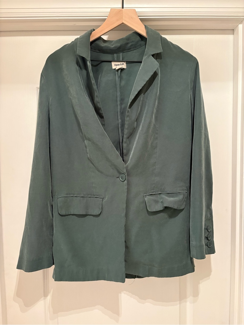 Women’s Open Edit green unstructured blazer with a single-button closure size XS